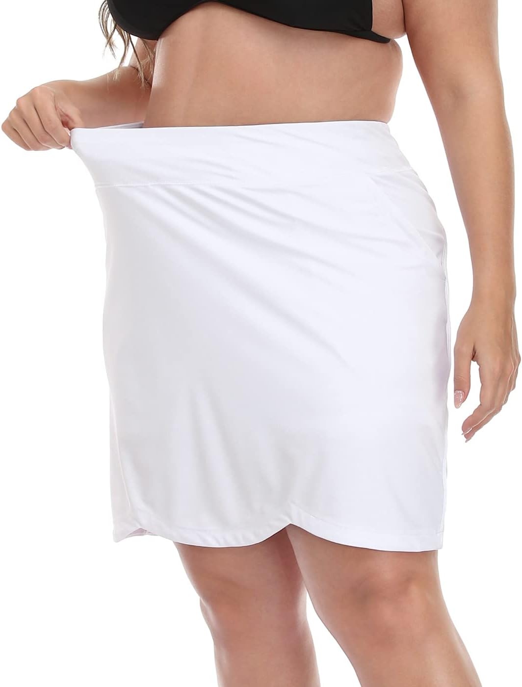 image:imageHDE Womens Plus Size Skort Skirt with Bike Shorts Active Golf Swim Skirt PocketsWhite