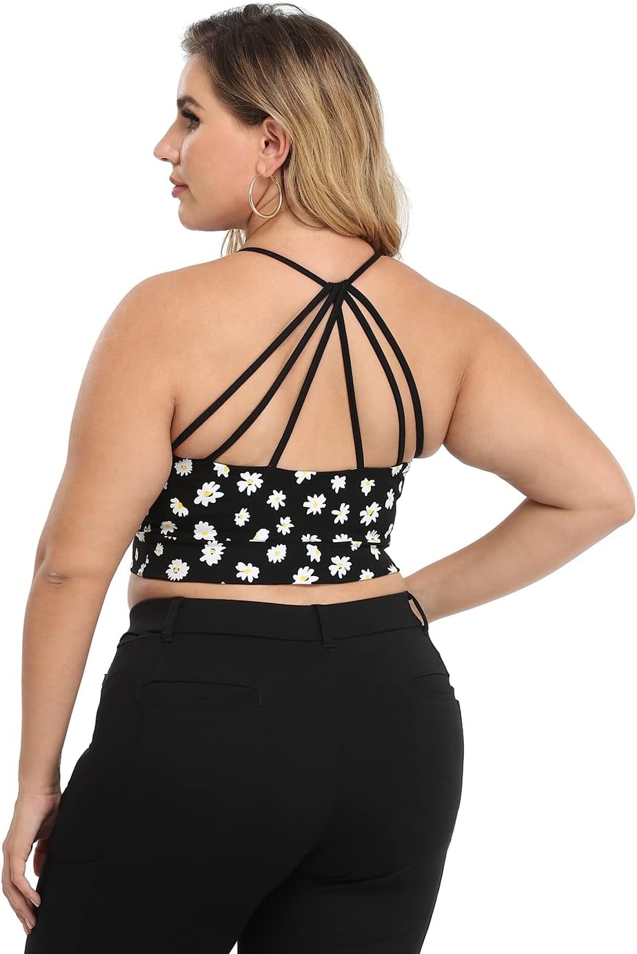 image:imageHDE Womens Plus Size Spaghetti Strap Cami Bralette Bustier Crop TopDaisy