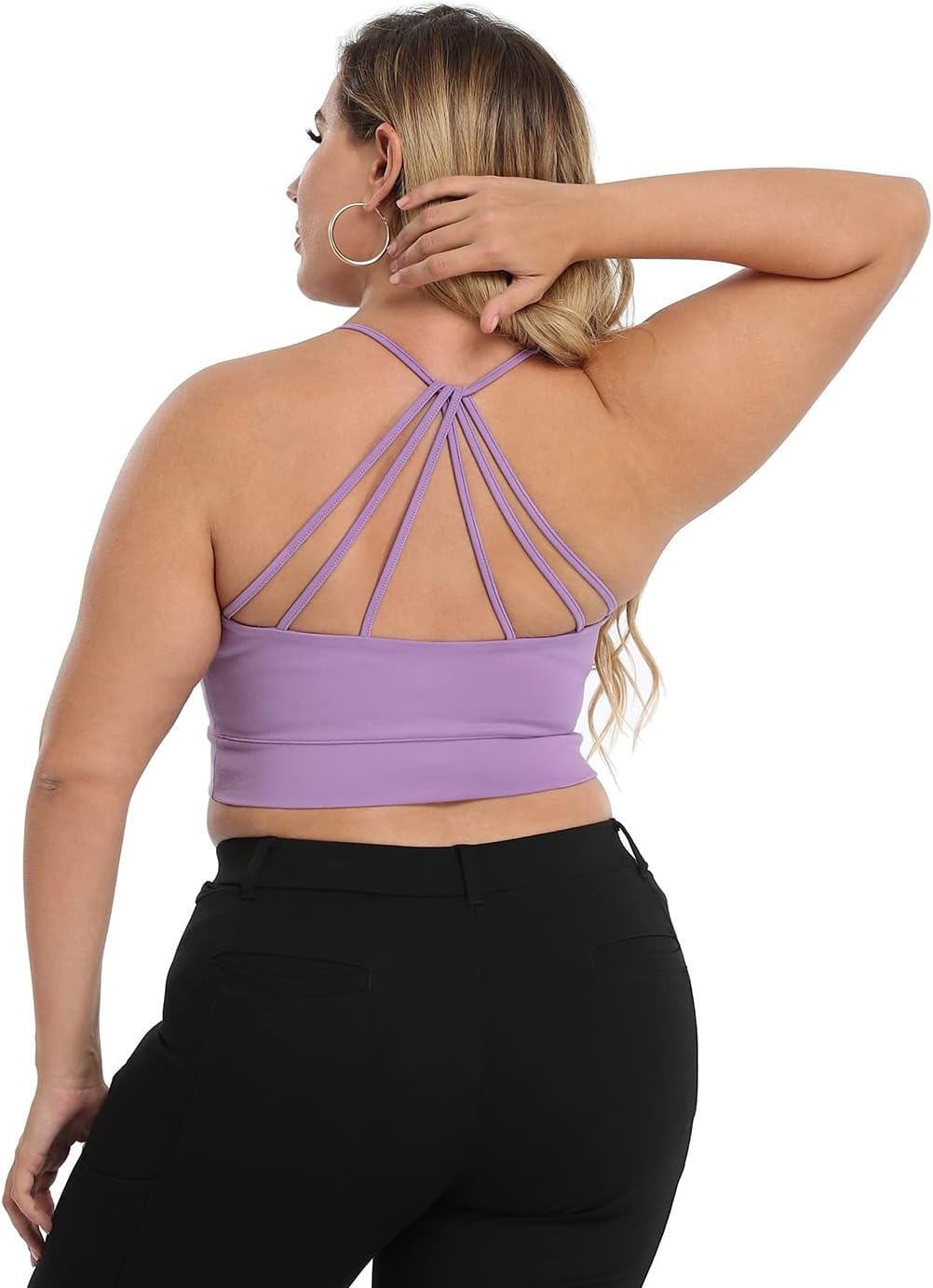 image:imageHDE Womens Plus Size Spaghetti Strap Cami Bralette Bustier Crop TopLilac