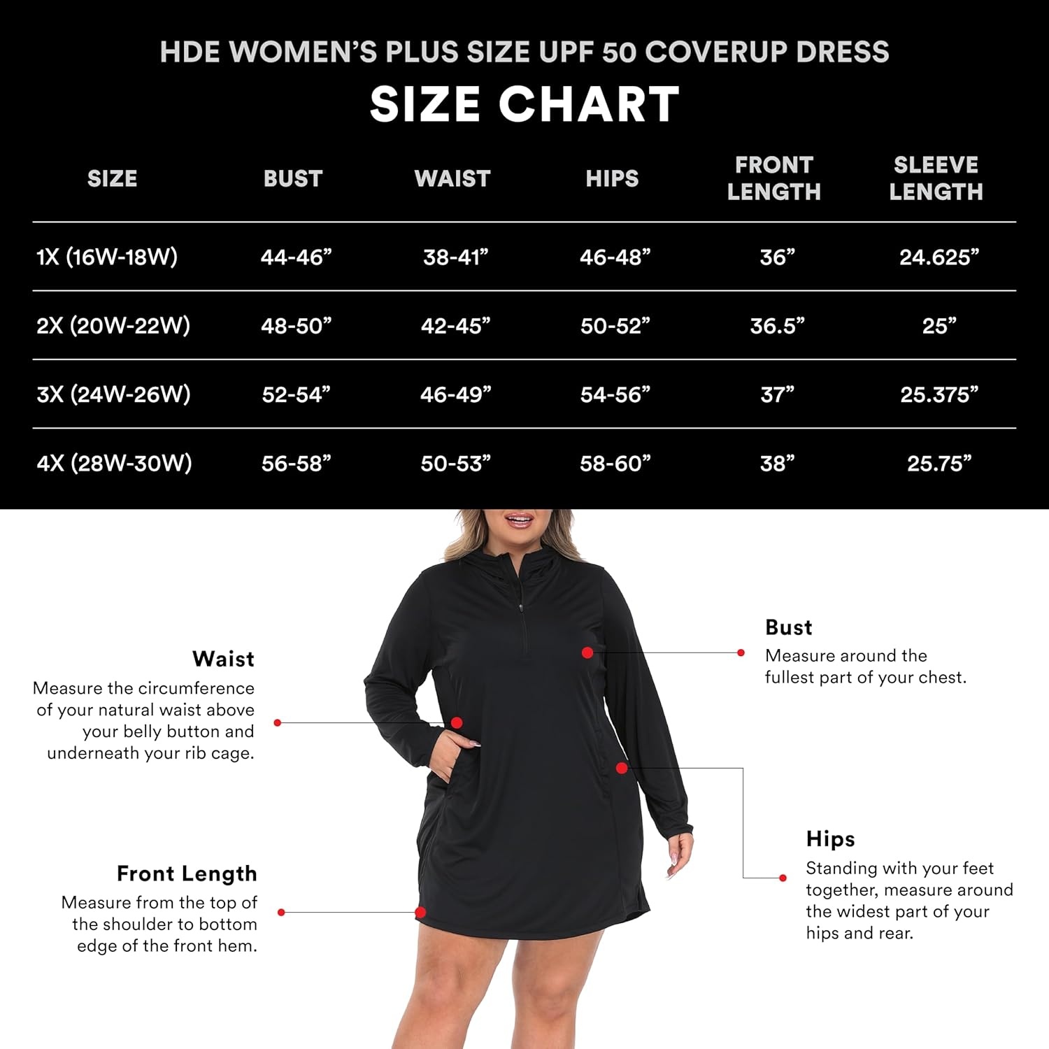 image:imageHDE Womens Plus Size Swim Coverup Dress with Hood UPF 50 Long Sleeve Cover UpMaritime Navy Blue