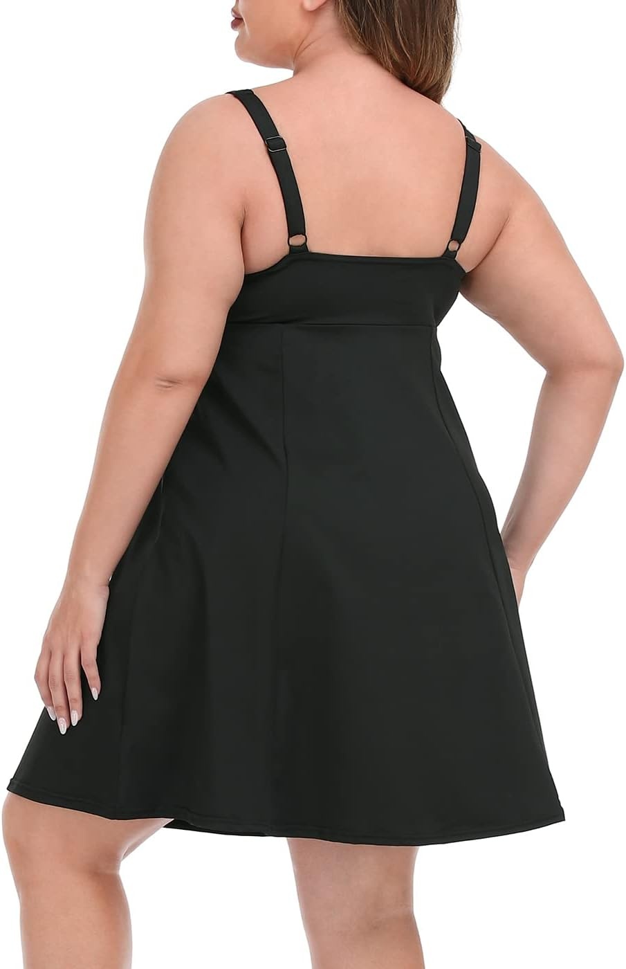 image:imageHDE Womens Plus Size Tennis Athletic Workout Dress Adjustable Straps Exercise Golf Dress with Builtin Shorts amp BraBlack