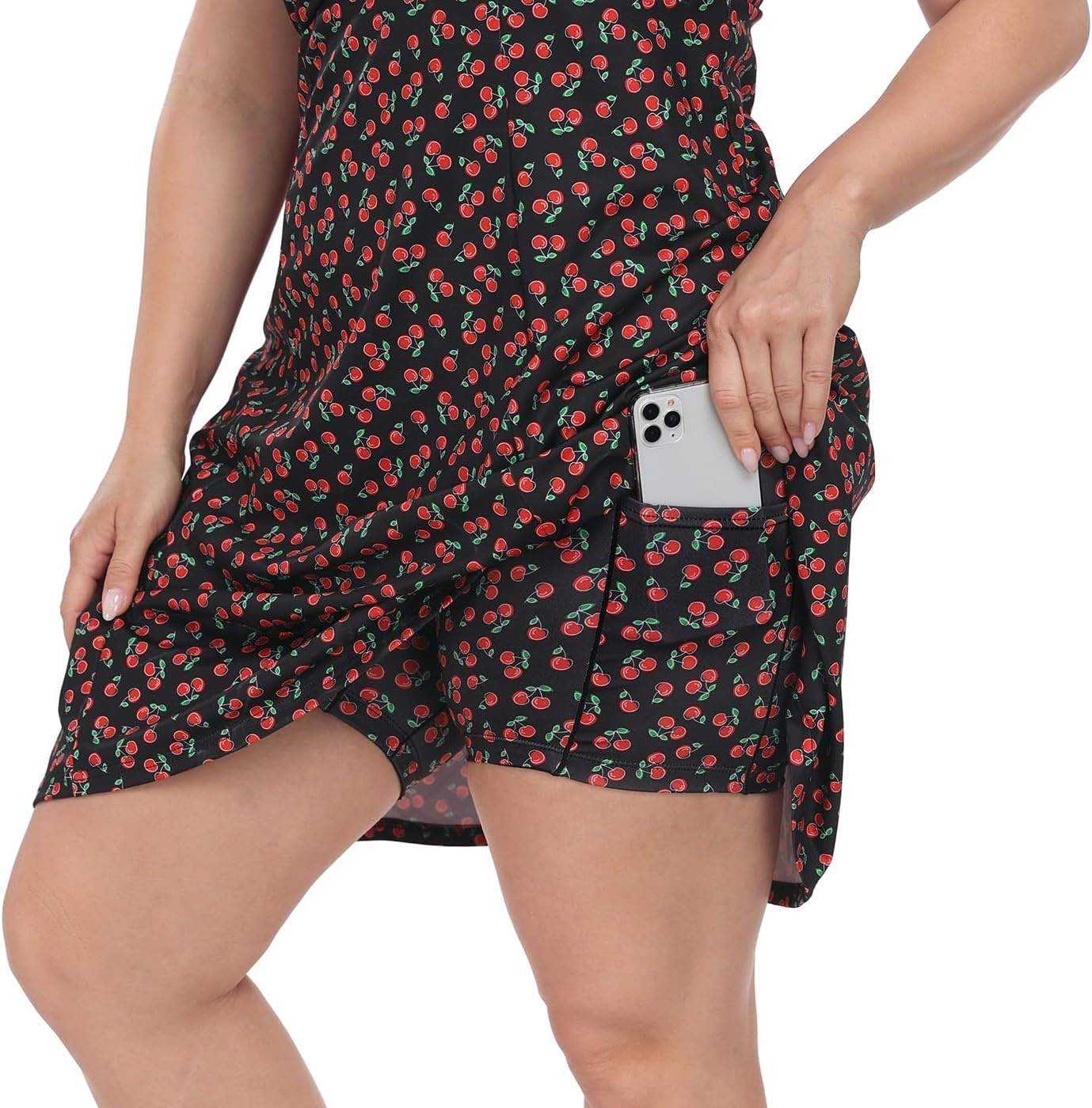 image:imageHDE Womens Plus Size Tennis Athletic Workout Dress Adjustable Straps Exercise Golf Dress with Builtin Shorts amp BraBlack Cherry