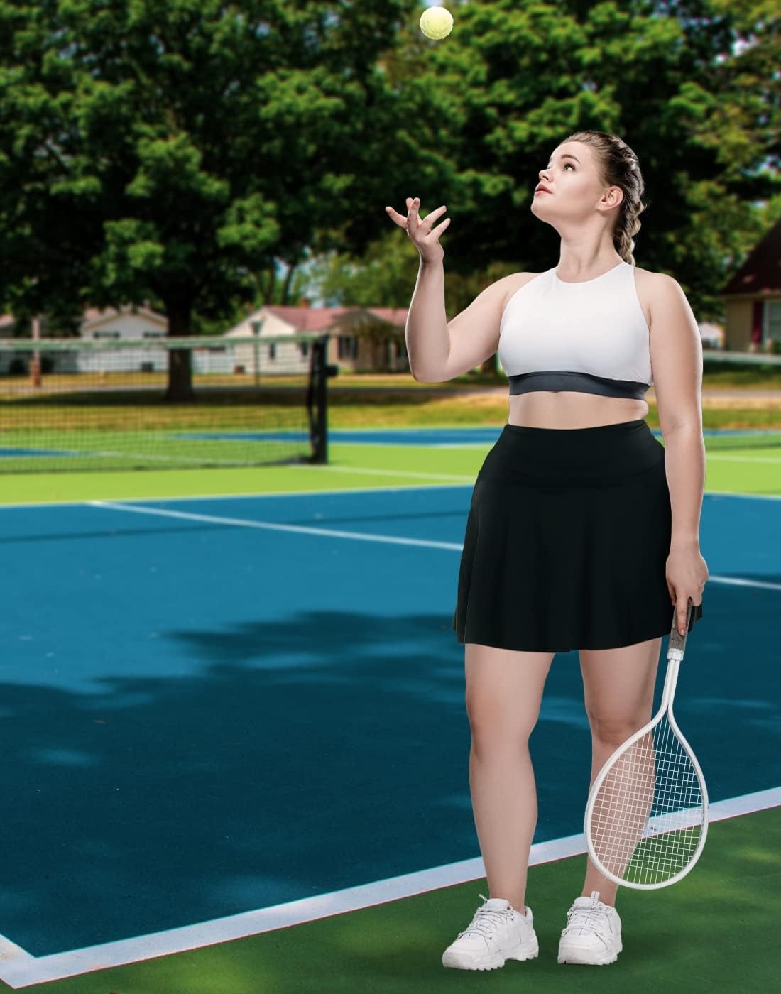 image:imageHDE Womens Plus Size Tennis Skort Pleated Athletic Golf Skirt with ShortsBlack