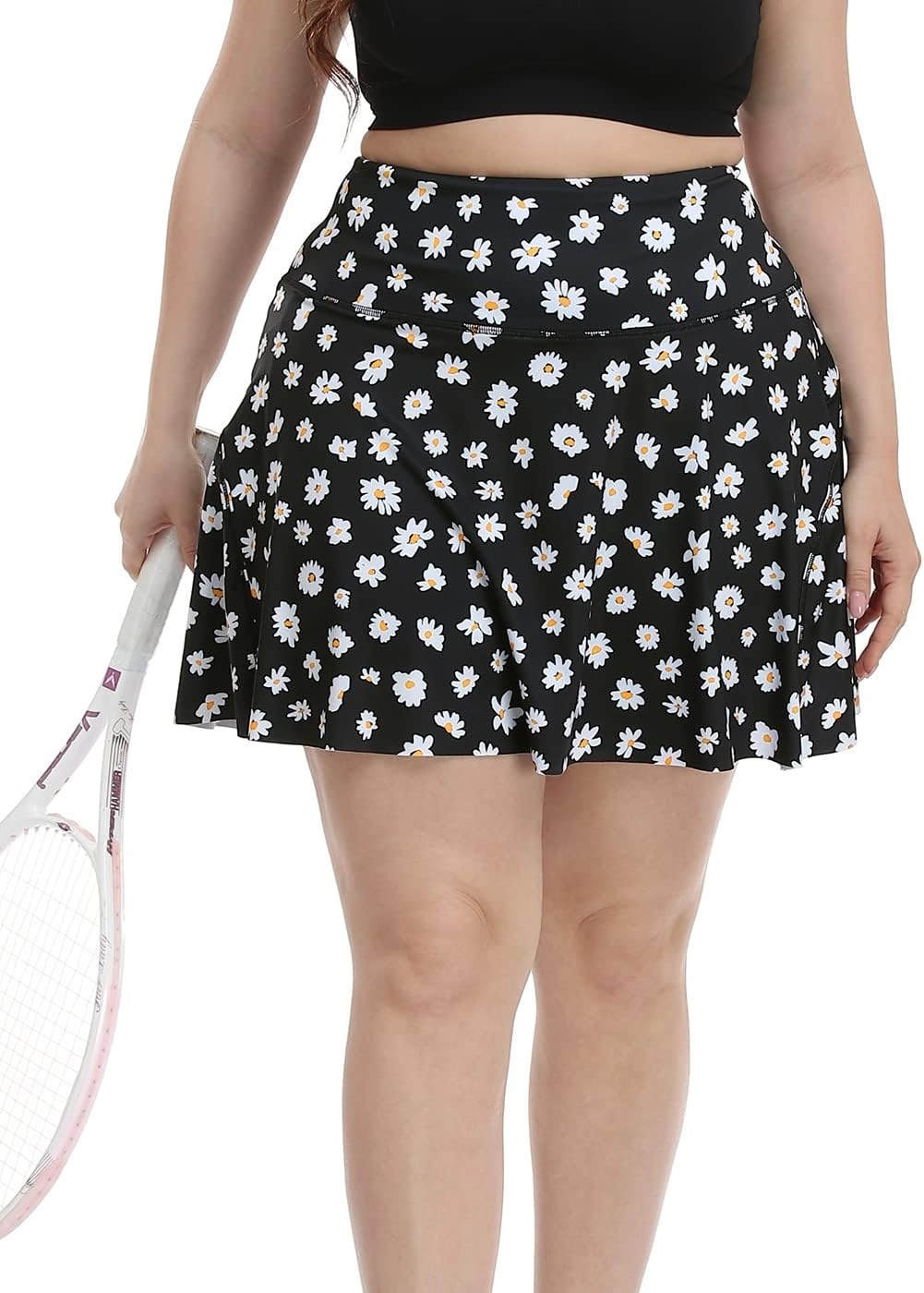 image:imageHDE Womens Plus Size Tennis Skort Pleated Athletic Golf Skirt with ShortsBlack Daisy
