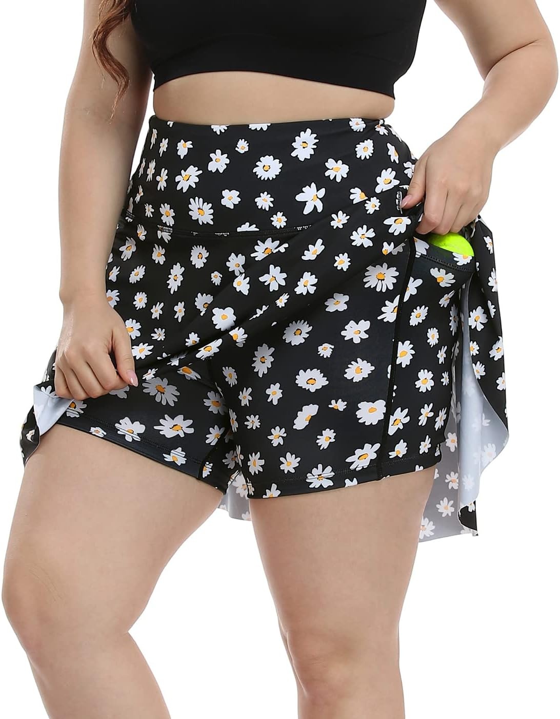 image:imageHDE Womens Plus Size Tennis Skort Pleated Athletic Golf Skirt with ShortsBlack Daisy