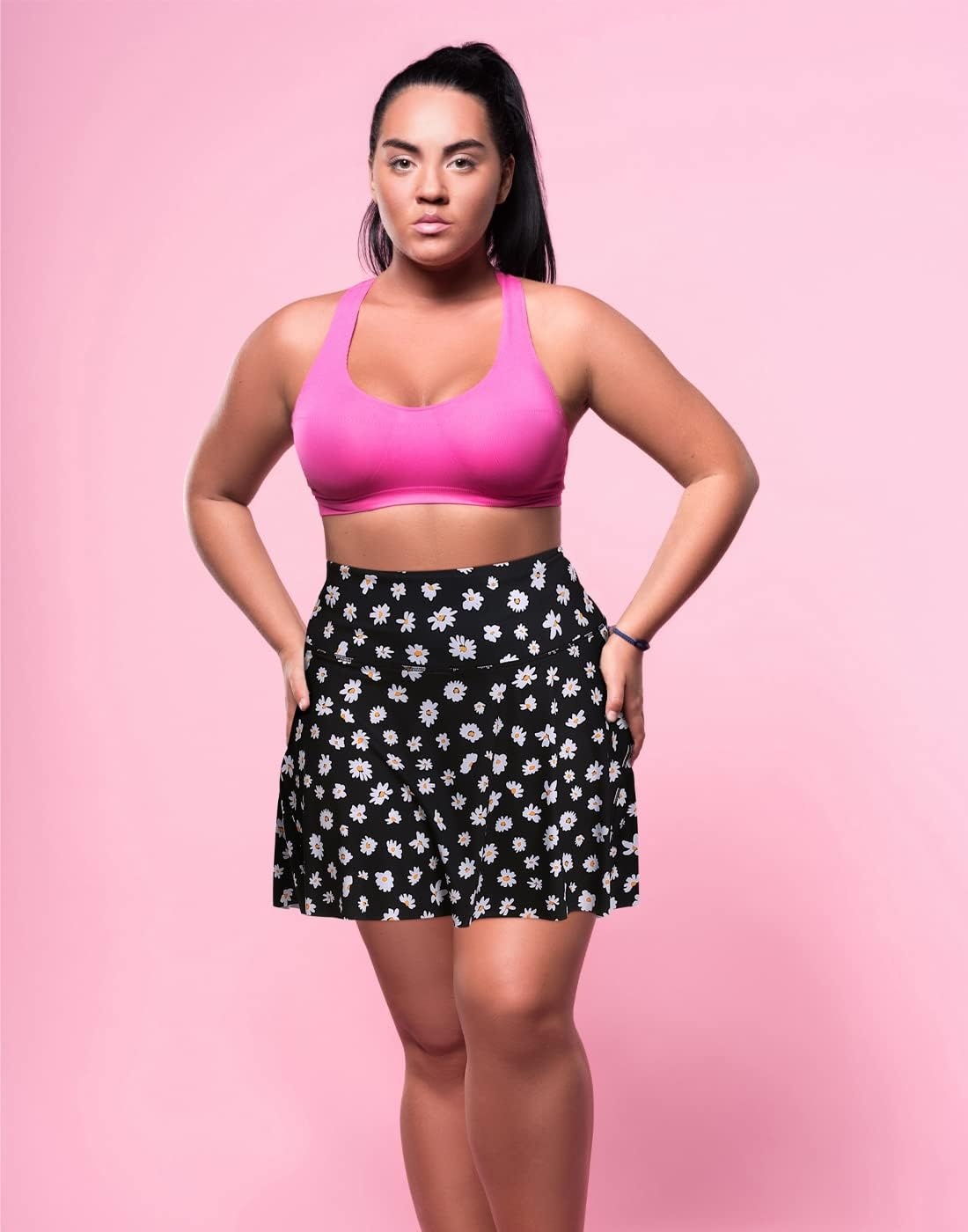 image:imageHDE Womens Plus Size Tennis Skort Pleated Athletic Golf Skirt with ShortsBlack Daisy