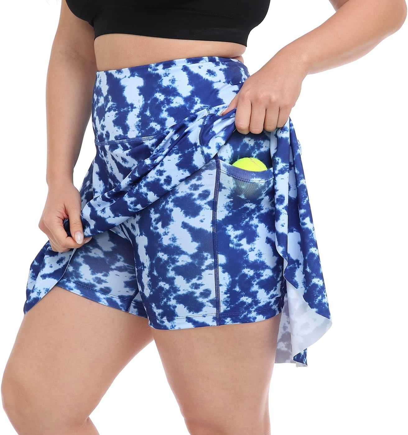 image:imageHDE Womens Plus Size Tennis Skort Pleated Athletic Golf Skirt with ShortsBlue Tie Dye