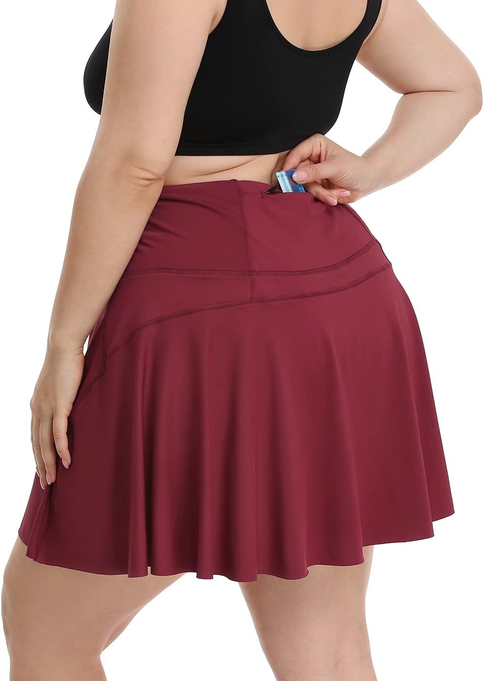 image:imageHDE Womens Plus Size Tennis Skort Pleated Athletic Golf Skirt with ShortsBurgundy