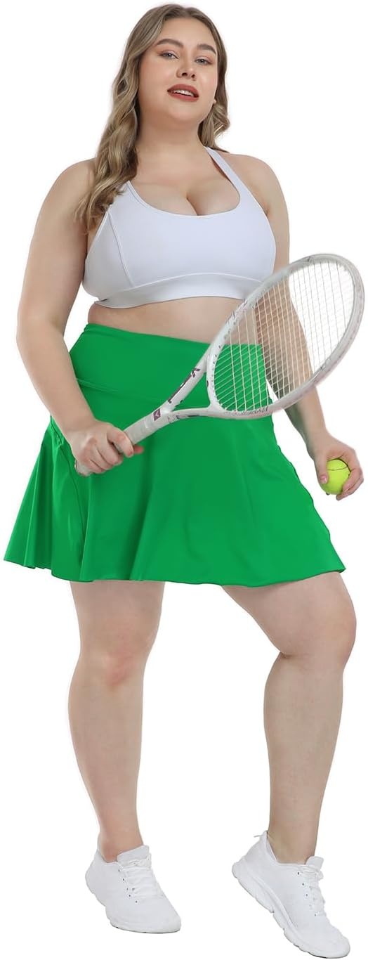 image:imageHDE Womens Plus Size Tennis Skort Pleated Athletic Golf Skirt with ShortsGreen
