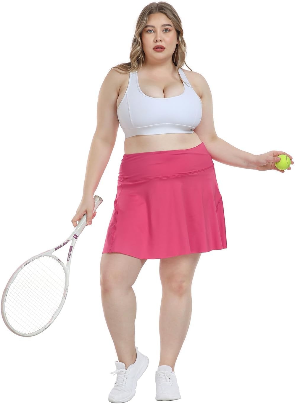 image:imageHDE Womens Plus Size Tennis Skort Pleated Athletic Golf Skirt with ShortsHot Pink
