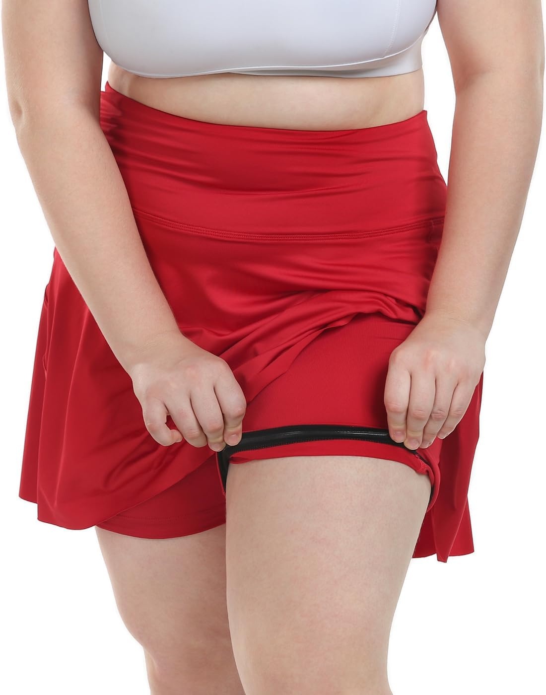 image:imageHDE Womens Plus Size Tennis Skort Pleated Athletic Golf Skirt with ShortsRed