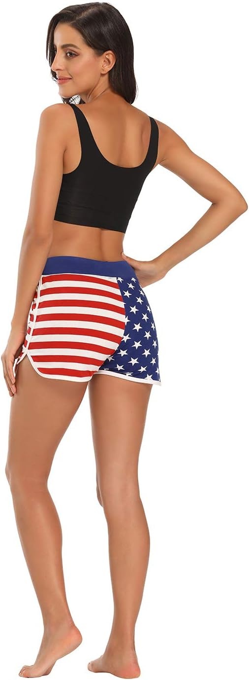 image:imageHDE Womens Retro Fashion Dolphin Running Workout ShortsUs Flag
