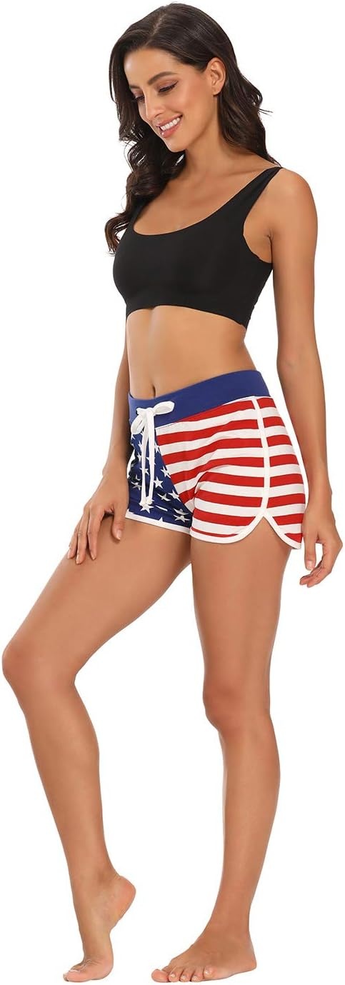 image:imageHDE Womens Retro Fashion Dolphin Running Workout ShortsUs Flag