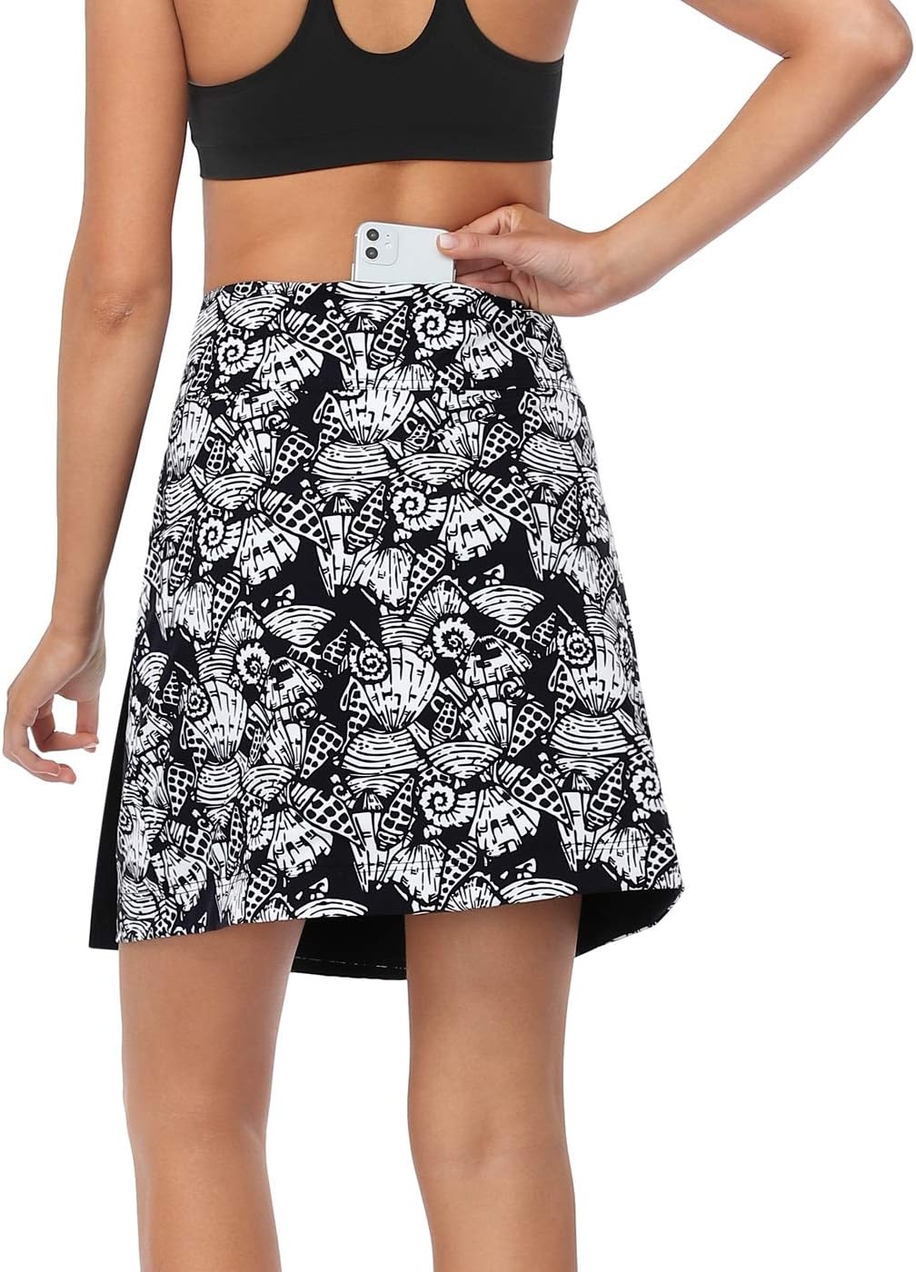 image:imageHDE Womens Reversible Wrap Skirt Swim Coverup Adjustable Snap Wraparound Waist with Zip Pocket for Travel Swim Beach HawaiiBlack Seashells