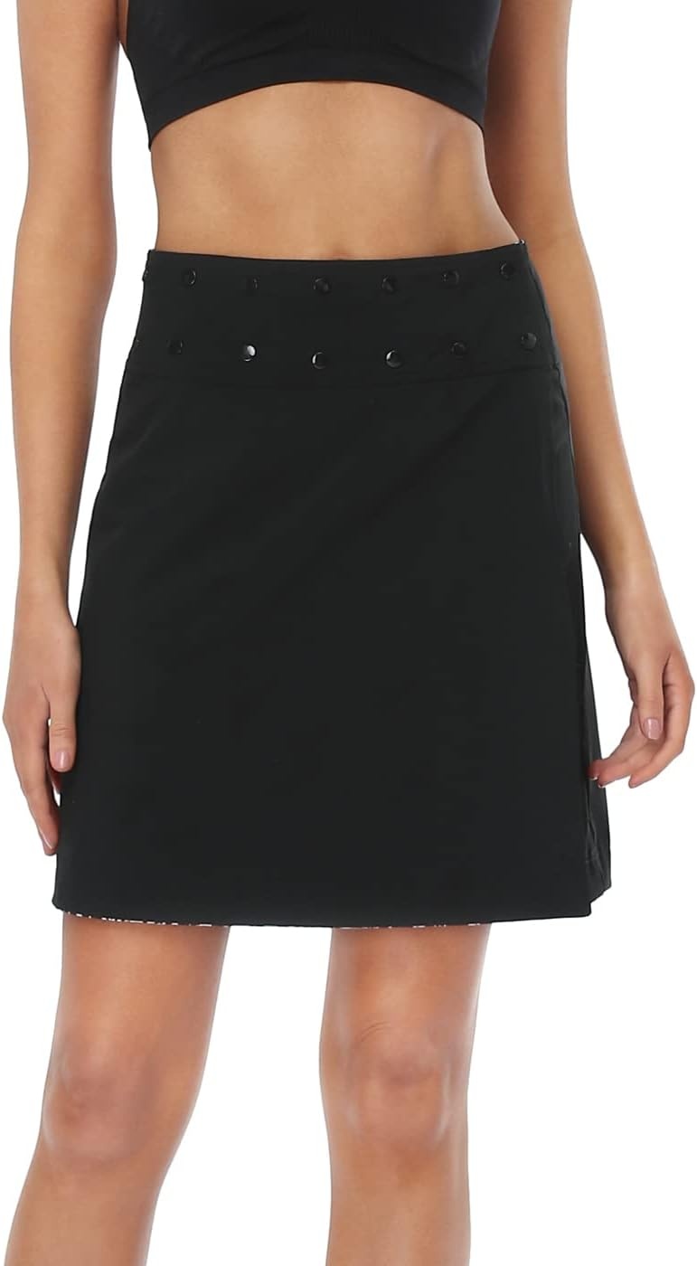 image:imageHDE Womens Reversible Wrap Skirt Swim Coverup Adjustable Snap Wraparound Waist with Zip Pocket for Travel Swim Beach HawaiiBlack Seashells