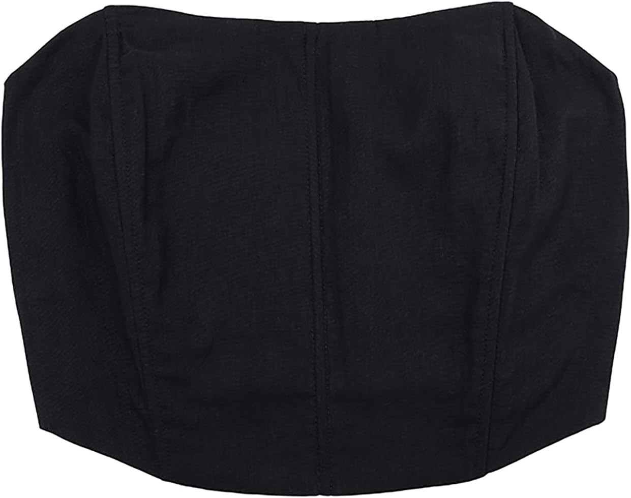 image:imageHDE Womens Strapless Linen Corset Y2K Crop Top Bustier Body Shaper Bandeau TopBlack