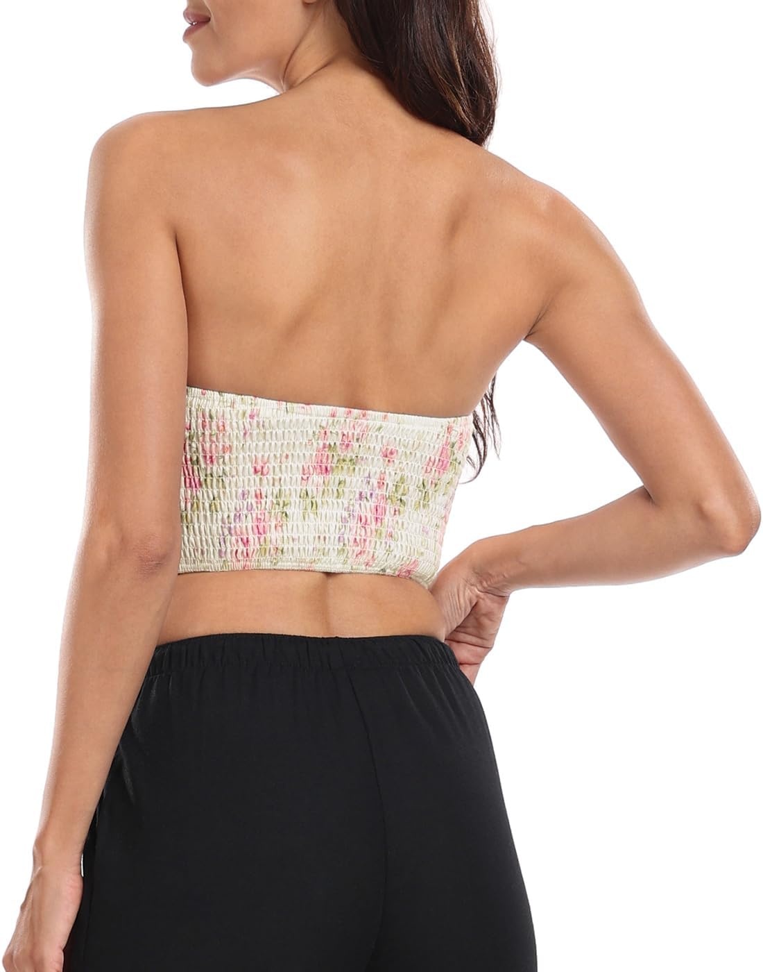 image:imageHDE Womens Strapless Linen Corset Y2K Crop Top Bustier Body Shaper Bandeau TopVintage Floral