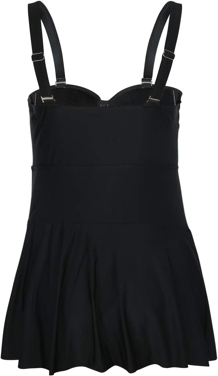 image:imageHDE Womens Twist Front Swim Dress Vintage Plus Size Swimming Suit SkirtiniBlack
