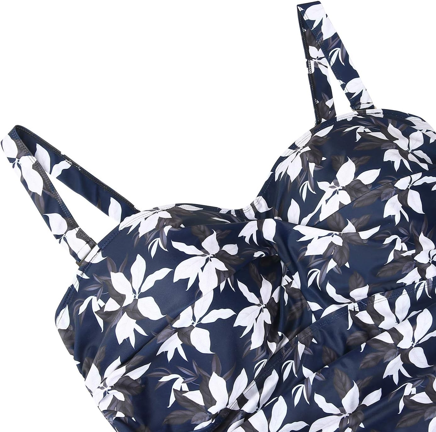image:imageHDE Womens Twist Front Swim Dress Vintage Plus Size Swimming Suit SkirtiniBlack White Magnolia