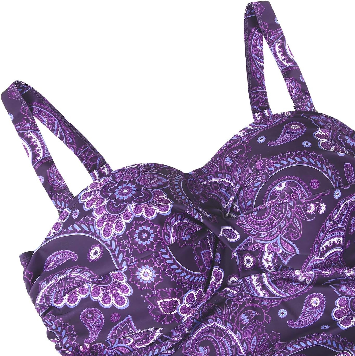 image:imageHDE Womens Twist Front Swim Dress Vintage Plus Size Swimming Suit SkirtiniPurple Paisley