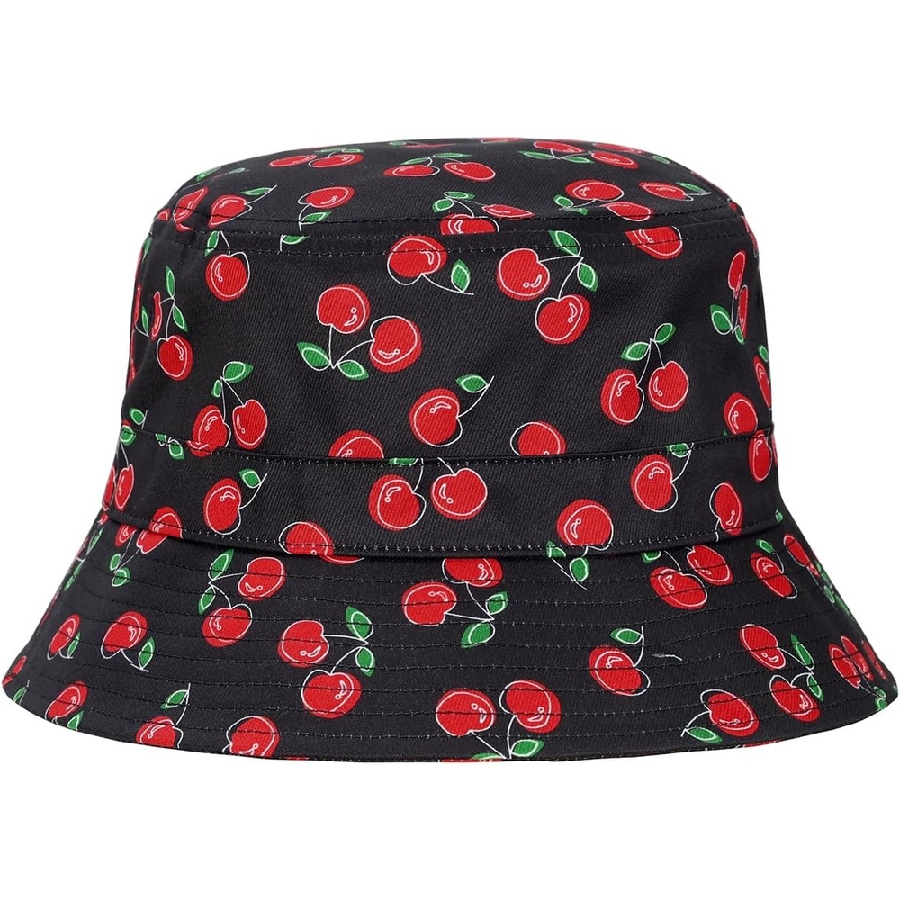 image:imageHDE Bucket Hat Unisex Print and Solid Beach Sun Hats Outdoor Packable HeadwearCherries
