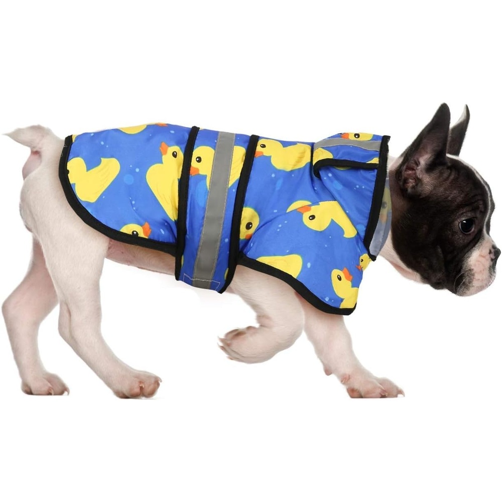 image:imageHDE Dog Raincoat Jacket Reflective Adjustable Hooded Pet Poncho Rain Coat with Leash Hole for Small to XLarge Dogs Rubber Ducks SA Ducks