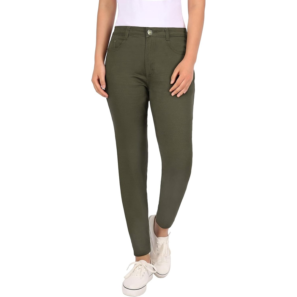 image:imageHDE Womens MidRise Stretchy Denim Slim Fit Skinny JeansOlive Green