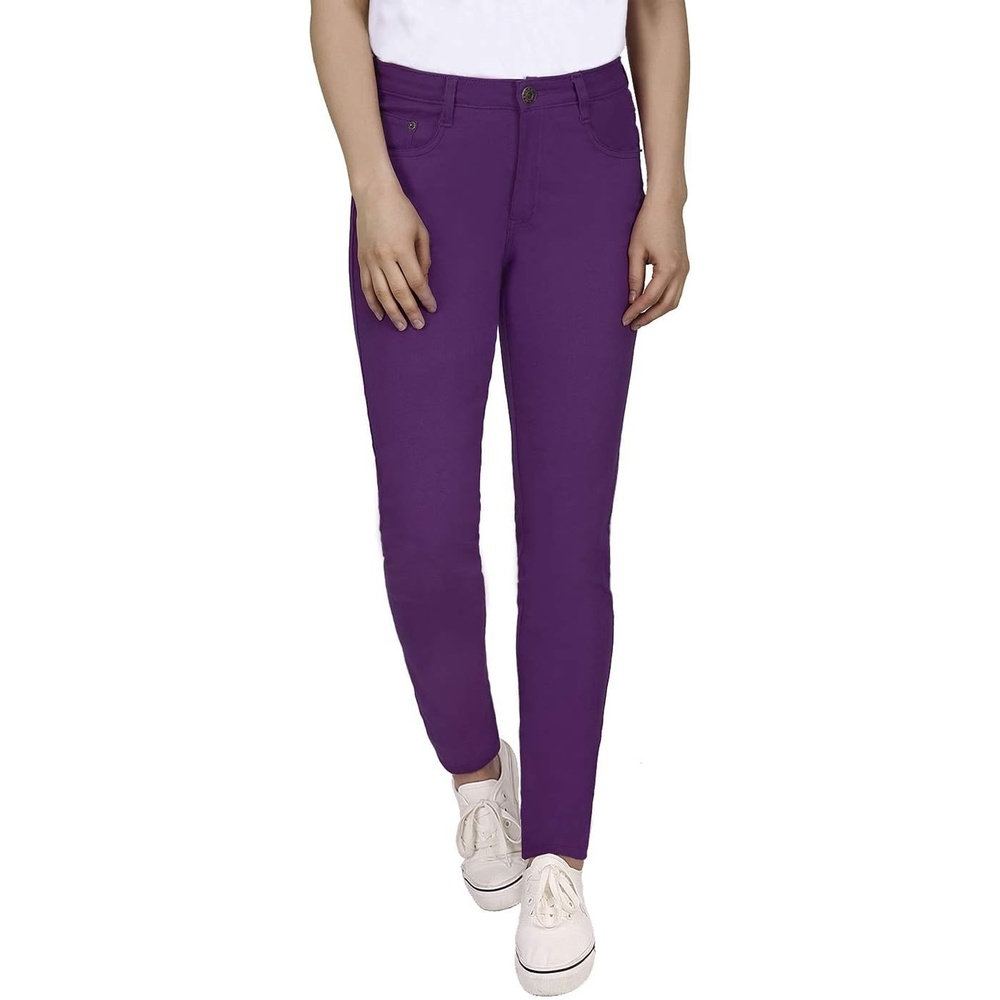image:imageHDE Womens MidRise Stretchy Denim Slim Fit Skinny JeansPurple