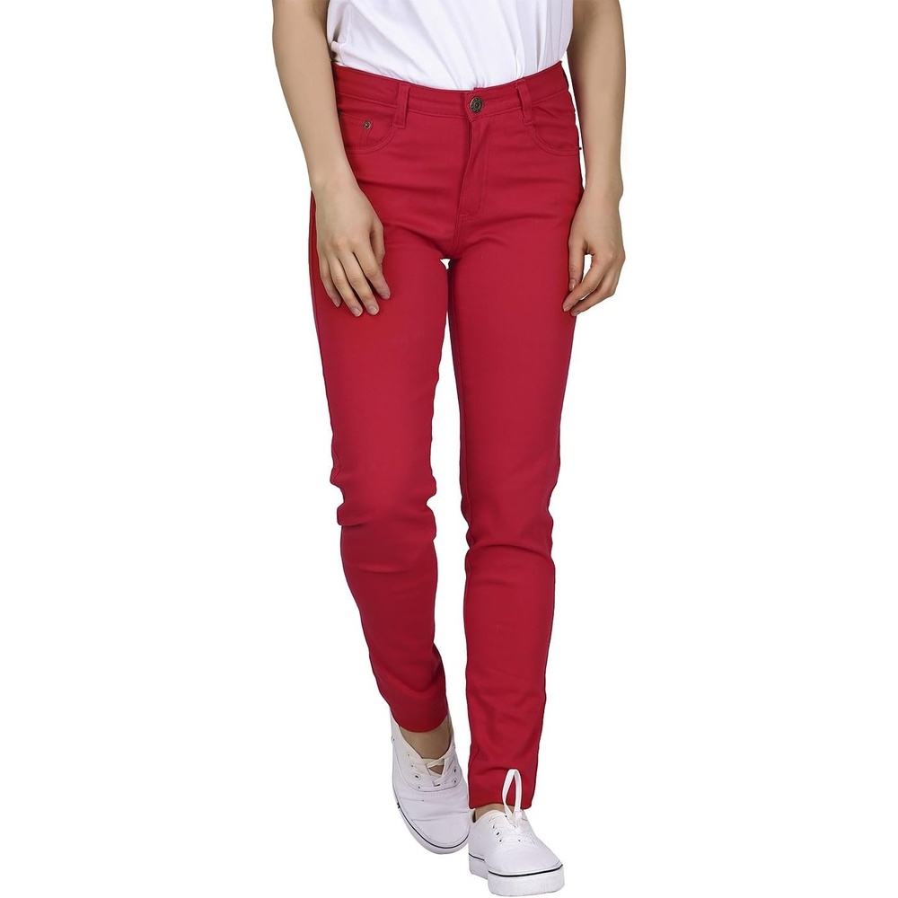 image:imageHDE Womens MidRise Stretchy Denim Slim Fit Skinny JeansRed