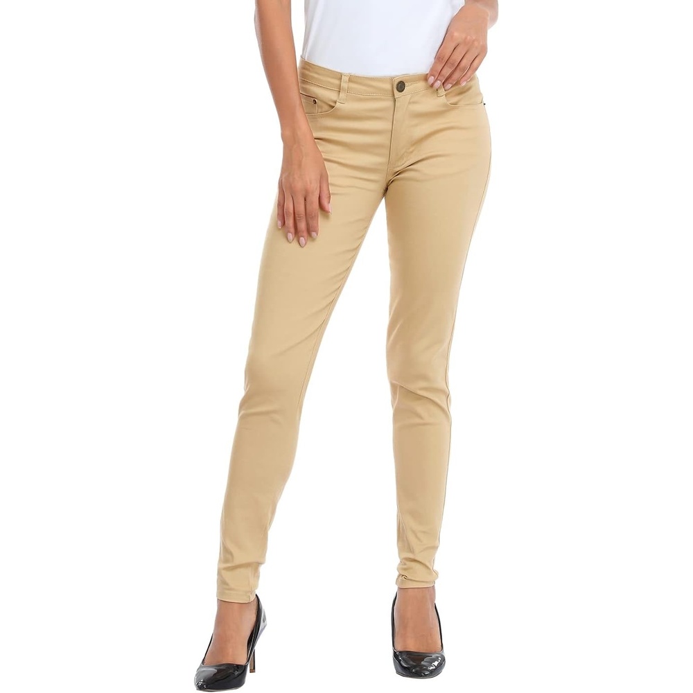 image:imageHDE Womens MidRise Stretchy Denim Slim Fit Skinny JeansVanilla