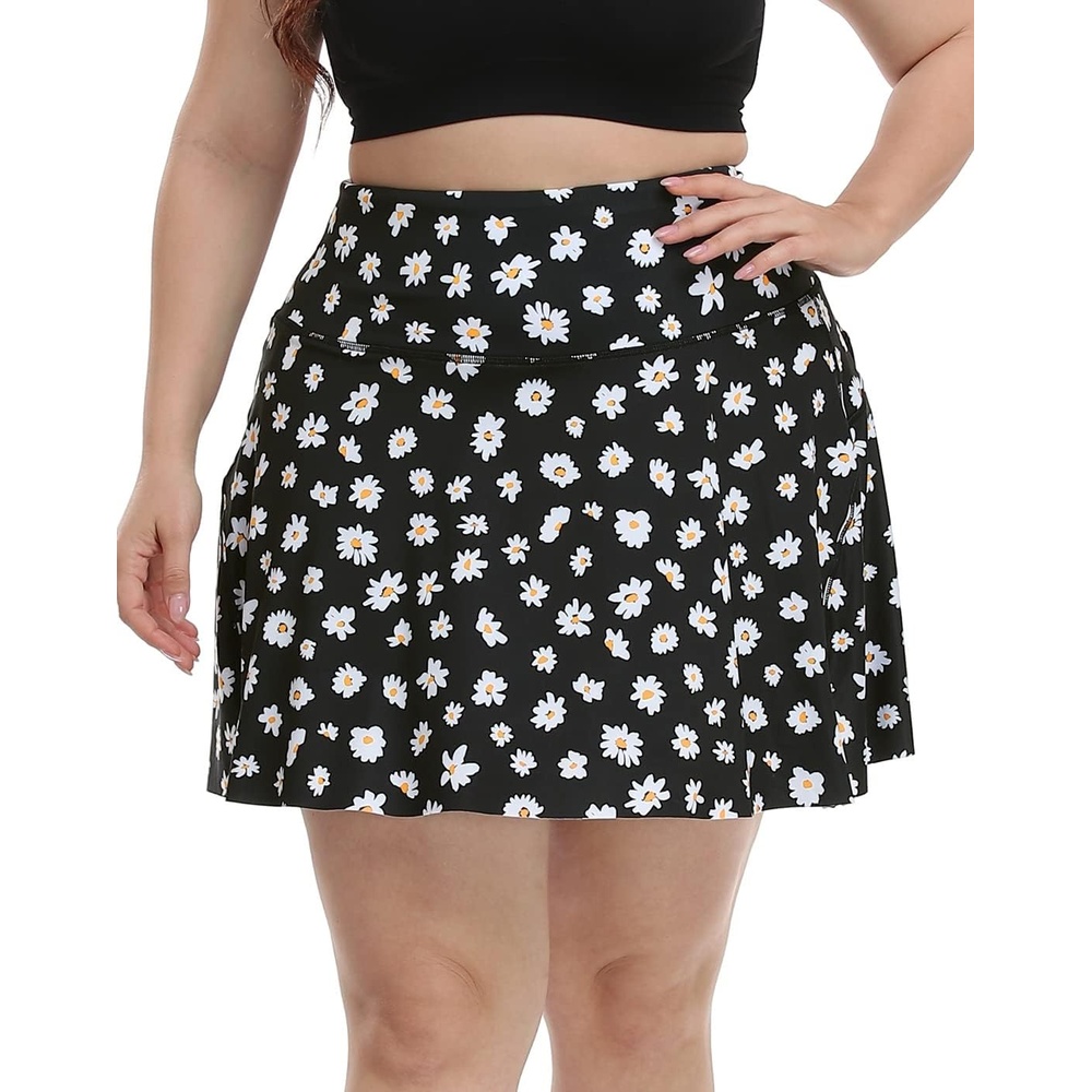 image:imageHDE Womens Plus Size Tennis Skort Pleated Athletic Golf Skirt with ShortsBlack Daisy