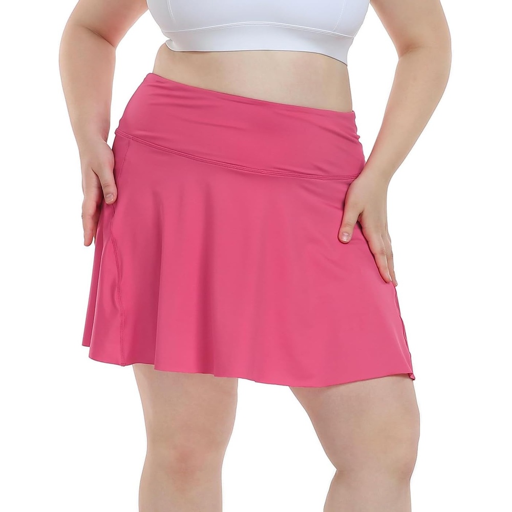 image:imageHDE Womens Plus Size Tennis Skort Pleated Athletic Golf Skirt with ShortsHot Pink