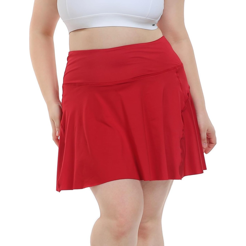 image:imageHDE Womens Plus Size Tennis Skort Pleated Athletic Golf Skirt with ShortsRed