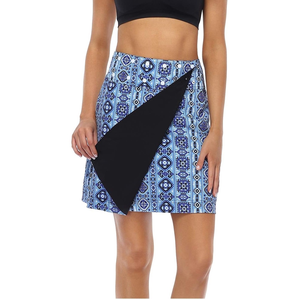 image:imageHDE Womens Reversible Wrap Skirt Swim Coverup Adjustable Snap Wraparound Waist with Zip Pocket for Travel Swim Beach HawaiiBlack Beach Boho