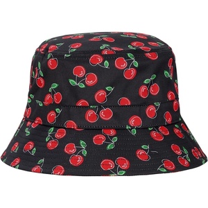 image:imageHDE Bucket Hat Unisex Print and Solid Beach Sun Hats Outdoor Packable HeadwearCherries
