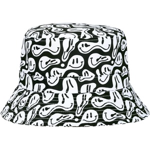 image:imageHDE Bucket Hat Unisex Print and Solid Beach Sun Hats Outdoor Packable HeadwearDripping Smiley