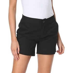 image:imageHDE Chino Shorts for Women 5 Inseam High Waisted Cotton Work Shorts with Pockets Casual Summer Travel Walking Golf ShortsBlack