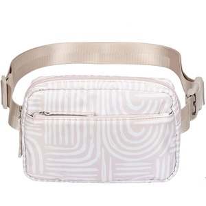 image:imageHDE Crossbody Bum Bag with Long Strap  Cute Print 2L Mini Belt Bag  Small Fanny Pack Easy Adjustable Length Sling for Women  Black Floral PopBoho Brush Strokes