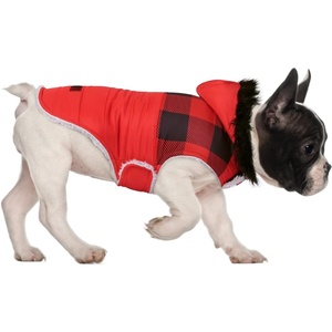 image:imageHDE Dog Puffer Jacket Fleece Lined Warm Dog Parka Winter Coat with Harness Hole 90s Black and Gold Metallic  SBuffalo Plaid