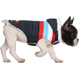 image:imageHDE Dog Puffer Jacket Fleece Lined Warm Dog Parka Winter Coat with Harness Hole 90s Black and Gold Metallic  SPatriotic