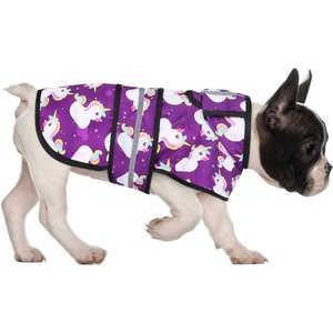 image:imageHDE Dog Raincoat Jacket Reflective Adjustable Hooded Pet Poncho Rain Coat with Leash Hole for Small to XLarge Dogs Rubber Ducks  SPurple Unicorn Ducks