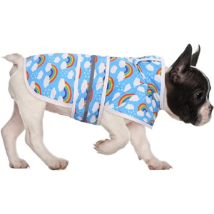 image:imageHDE Dog Raincoat Jacket Reflective Adjustable Hooded Pet Poncho Rain Coat with Leash Hole for Small to XLarge Dogs Rubber Ducks  SRainbows