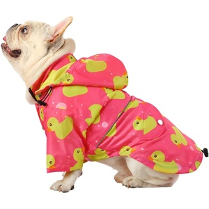 image:imageHDE Dog Raincoat Poncho Double Layer Zip Rain Jacket with Removable Hood Leash Hole for Small to 3XL Dogs and Puppies Dinosaurs  SDucks Pink