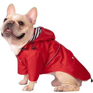 image:imageHDE Dog Raincoat Poncho Double Layer Zip Rain Jacket with Removable Hood Leash Hole for Small to 3XL Dogs and Puppies Dinosaurs  SRed