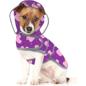 image:imageHDE Dog Raincoat with Clear Hood Rain Jacket Poncho for Small Medium Large Dogs Dinosaurs  SDucks Purple