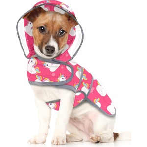 image:imageHDE Dog Raincoat with Clear Hood Rain Jacket Poncho for Small Medium Large Dogs Dinosaurs  SUnicorn Ducks Pink