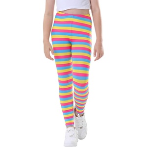 image:imageHDE Girls Leggings Holiday Stretchy Full Ankle Length Striped TightsCandy Stripes