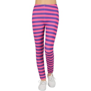 image:imageHDE Girls Leggings Holiday Stretchy Full Ankle Length Striped TightsPurple and Pink Cheshire Stripes