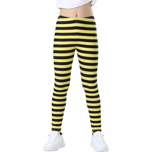 image:imageHDE Girls Leggings Holiday Stretchy Full Ankle Length Striped TightsYellow and Black Stripes