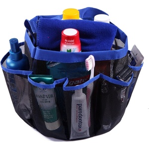 image:imageHDE Mesh Shower Caddy Portable  Quick Dry Tote for College Camp Bath Dorm Essentials  Large Center Storage Basket with 7 Outer Pockets amp Handles BlackBlue